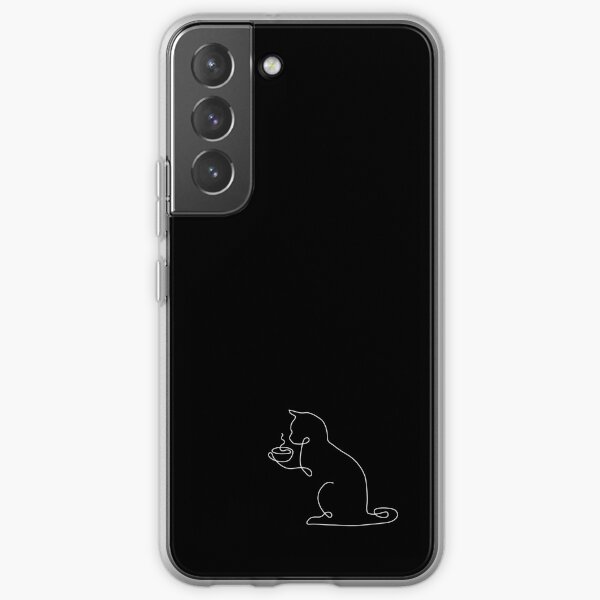 coffee cat line drawing Samsung Galaxy Soft Case