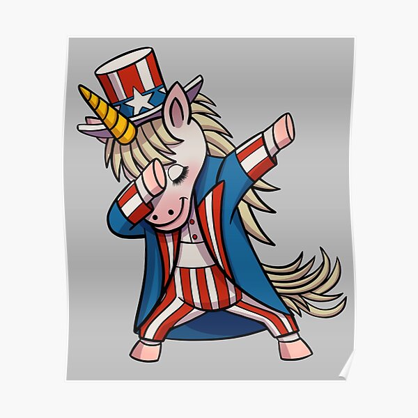 Dabbing Uncle Sam Unicorn Patriotic Gift Poster