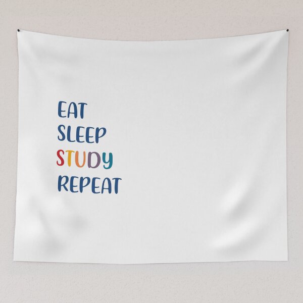 Item preview, Eat sleep study repeat | Colorful text | Sticker pack | Student designed and sold by aloresarts.