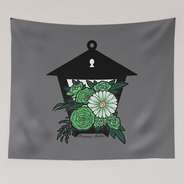 Item preview, Floral Lantern Green designed and sold by kilobyte.