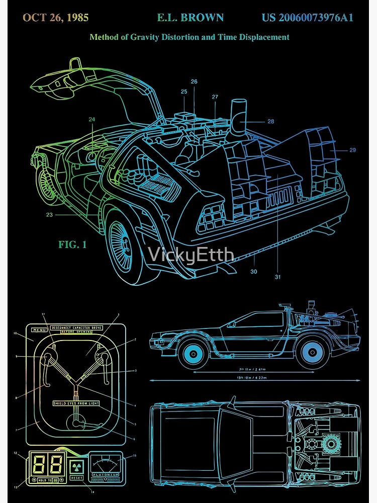Discover Delorean Time Machine Patent Premium Matte Vertical Poster