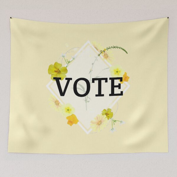 Aperçu de l'œuvre VOTE fleur jaune oeuvre de vote floral unique créée et vendue par CreatedbyJR.