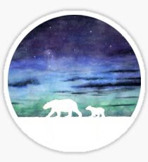 Aurora borealis and polar bears (light version) Sticker