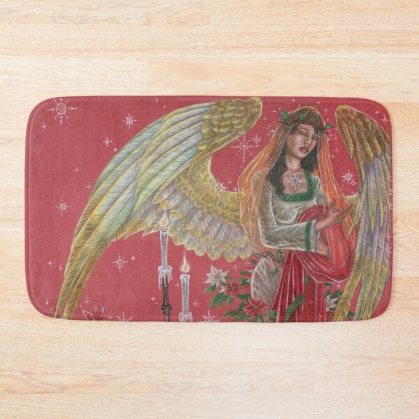 Item preview, Angel of Noel Art Nouveau with Candles and Poinsettia designed and sold by angelasasser.