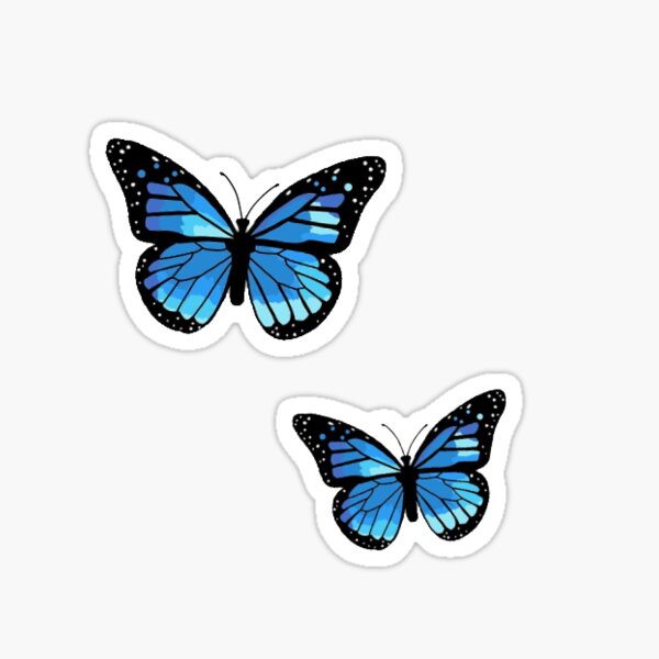 Aesthetic Blue Monarch Butterfly Design Sticker By Neptuneneko Redbubble - blue butterfly free roblox accessories
