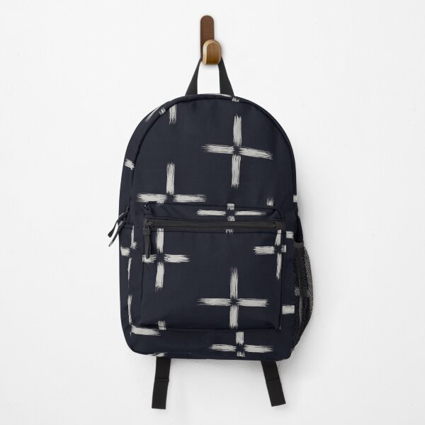 Item preview, Traditional Japanese Vintage Ink Brush Cross Pattern in Navy Indigo designed and sold by Charredsky.