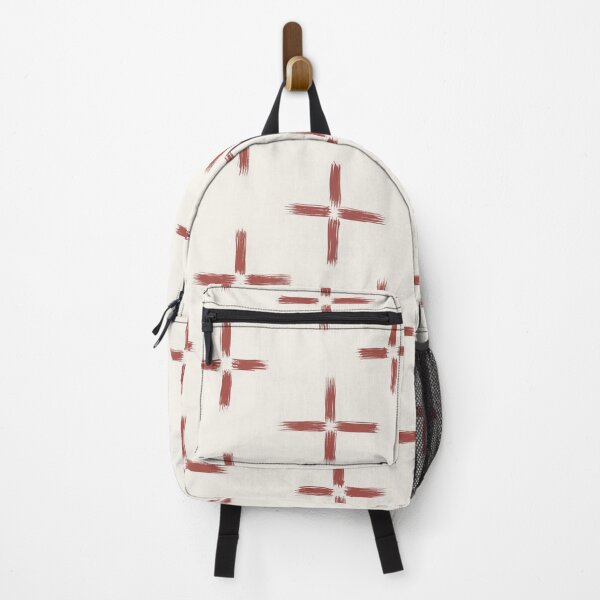Item preview, Traditional Japanese Vintage Ink Brush Cross Pattern in Muted Beige and Red designed and sold by Charredsky.