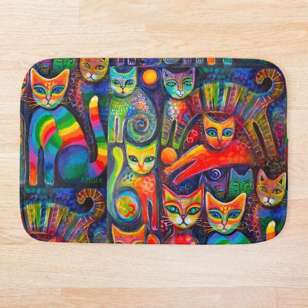 Rainbow cats acrylics Bath Mat