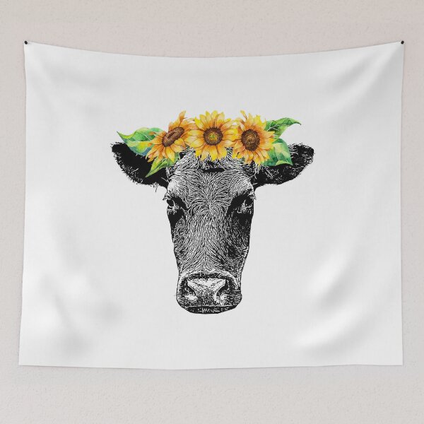 Item preview, Cow with Sunflower Crown designed and sold by ForgeGraphics.