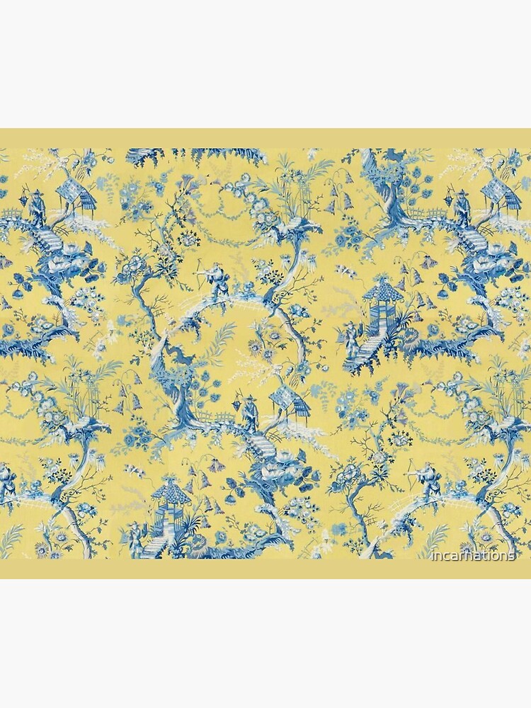 "Blue and Yellow Toile" Tapestry by incarnations Redbubble