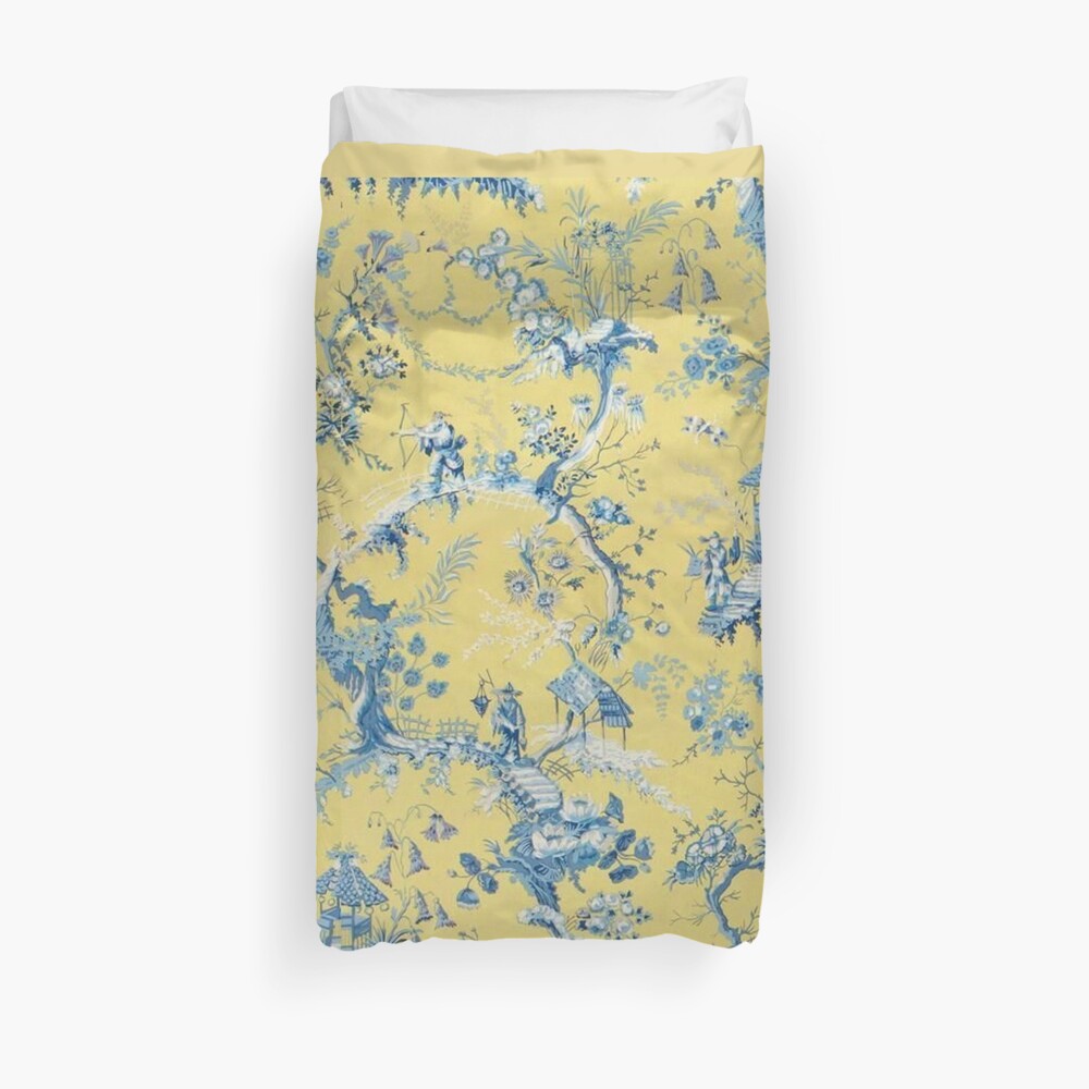 "Blue and Yellow Toile" Duvet Cover by incarnations Redbubble