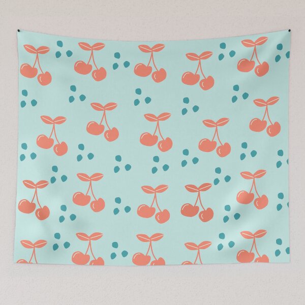 Item preview, Cherry in blue blossom flower fruit pattern gift design designed and sold by Michael Schmidt.