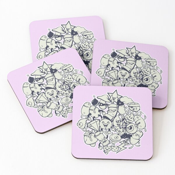 Item preview, Cute Doodle monster characters pink background pattern designed and sold by smARTwork.