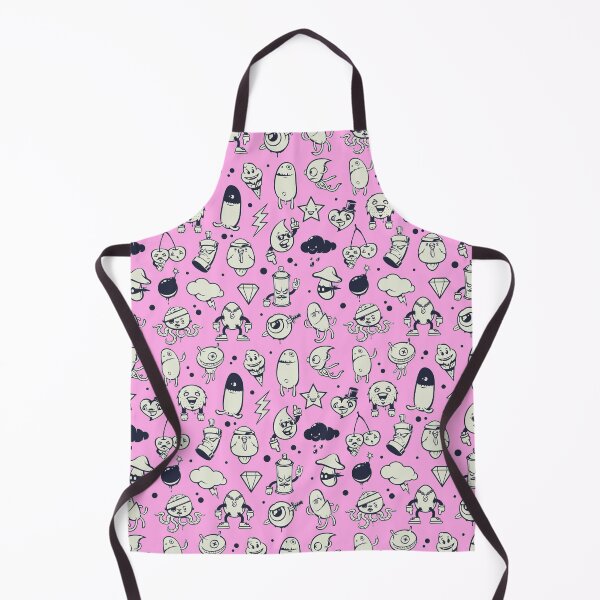 Item preview, Cute Doodle monster characters pink background pattern designed and sold by smARTwork.