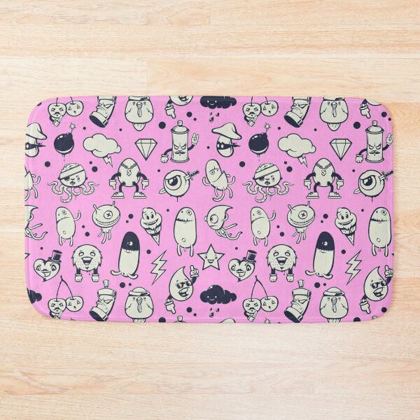 Item preview, Cute Doodle monster characters pink background pattern designed and sold by smARTwork.