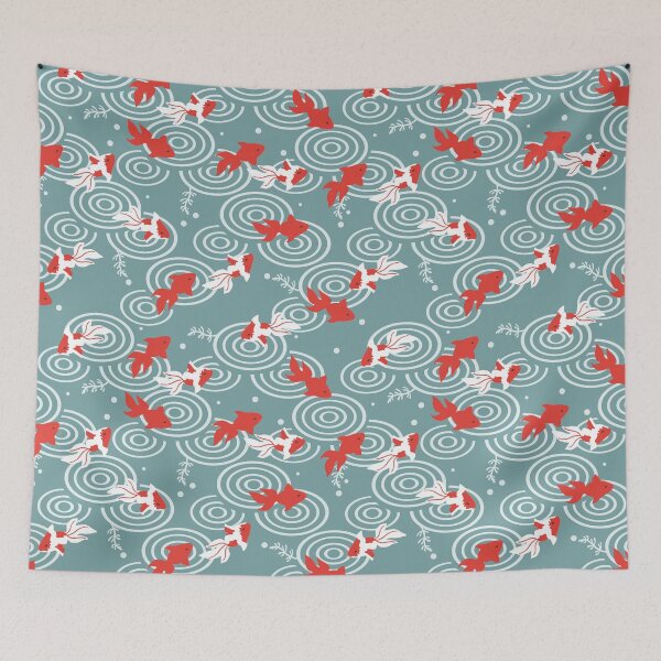 Item preview, Japanese Goldfish Pond Print designed and sold by Mini Tofu Shop.
