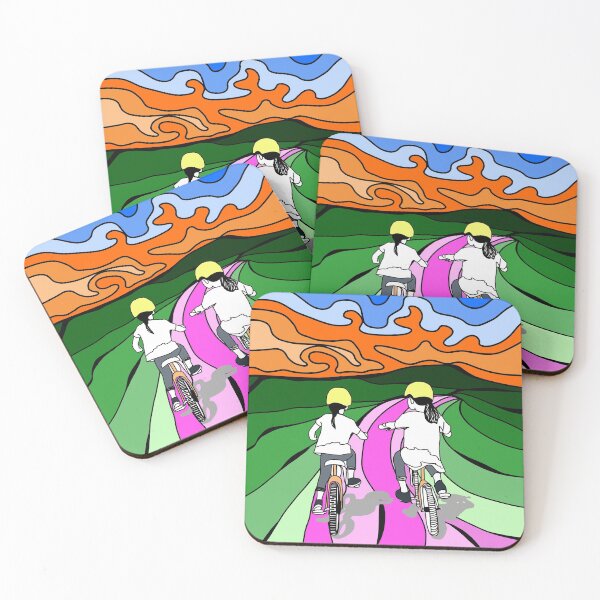 Item preview, sisters ride bicycles on mountain designed and sold by HibouMagique.
