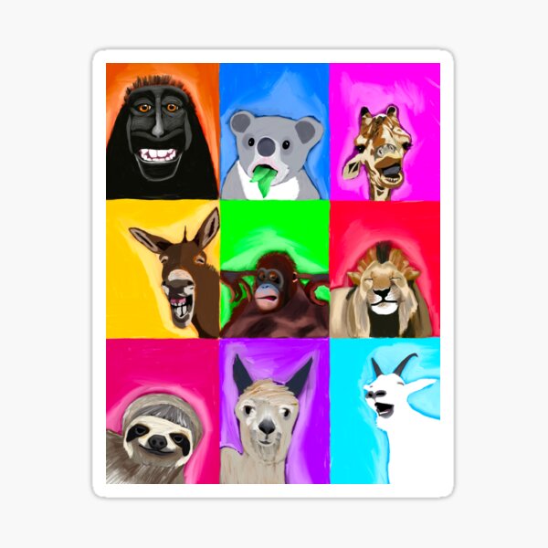 Pop Art Animal Portrait, Oil Painting for Animal Lover Sticker