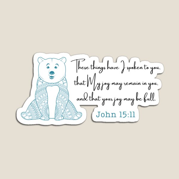 John 15:11 Bible Verse Polar Bear Mandala Magnet