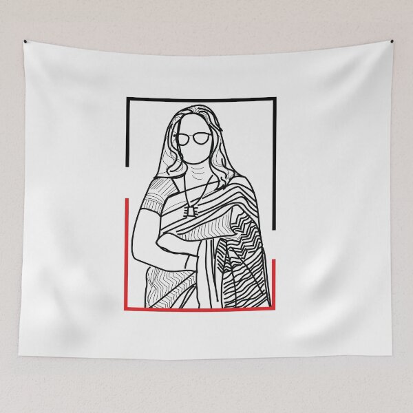 Item preview, Portrait of a woman of Indian origin wearing sari painting | vector art  designed and sold by KARTICK DUTTA.