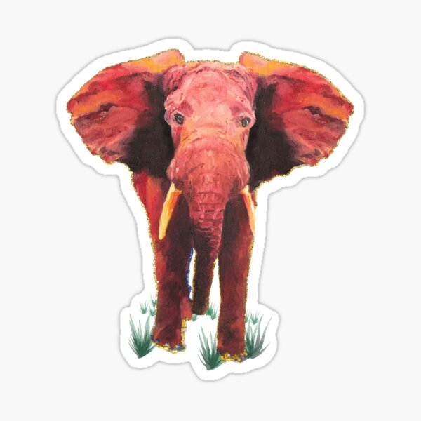Defiant Elephant, Oil Painting, Digital Art Sticker