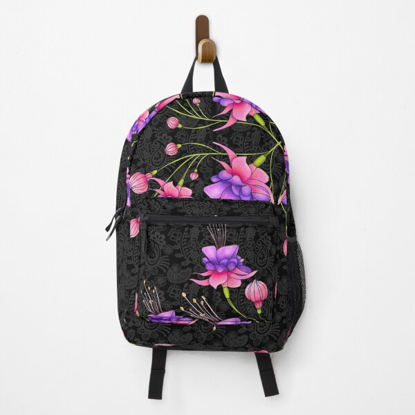 Item preview, Vibrant Fuchsias on paisley black background. designed and sold by Bonnie Shaw.