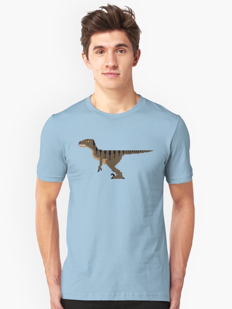 Alternate view of 8-Bit Velociraptor Slim Fit T-Shirt