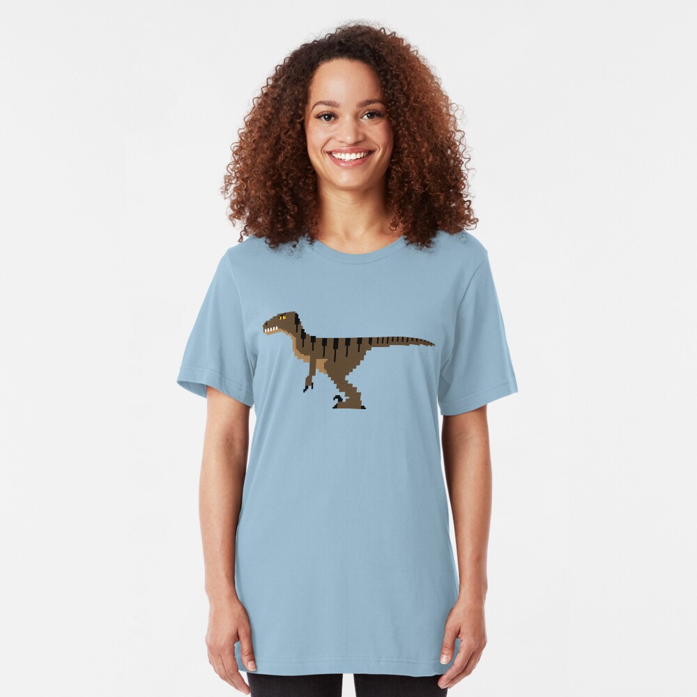 8-Bit Velociraptor Slim Fit T-Shirt