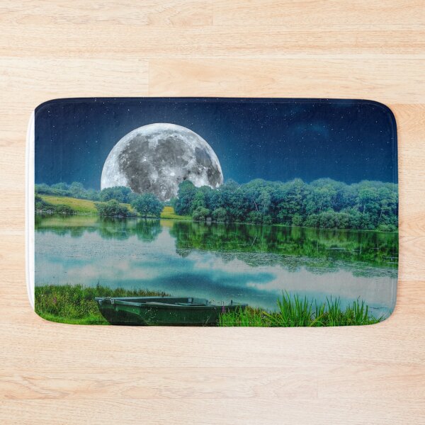 Item preview, France Lake Rural Scenery, Travel Photography, Moon and Boat designed and sold by Lizzie May.