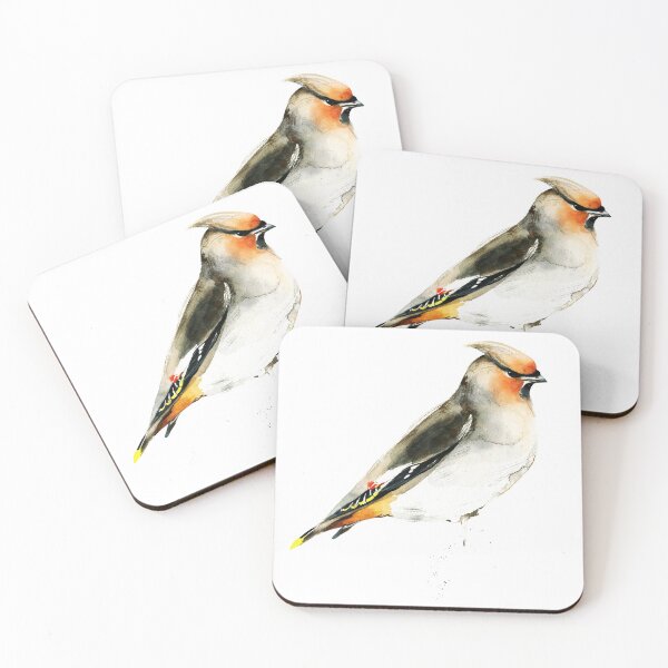 Item preview, Waxwing bird watercolor drawing designed and sold by TinaPolyak.