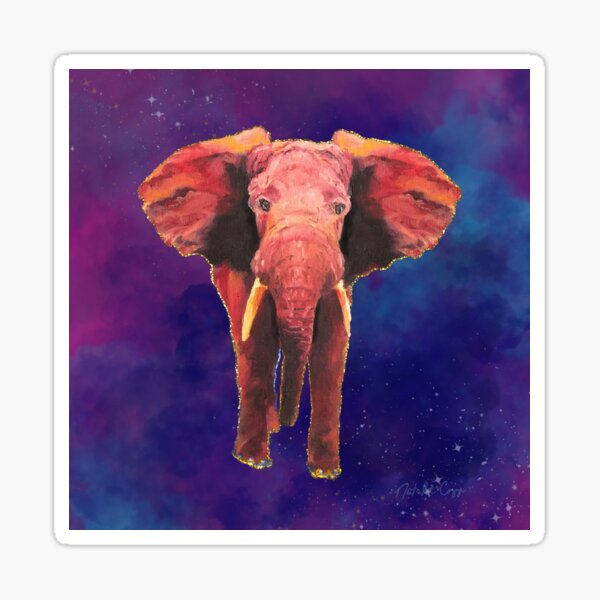 Elephant Dream, Smokey Stars, Sparkles, Fantasy, Oil Painting, Digital Art Sticker