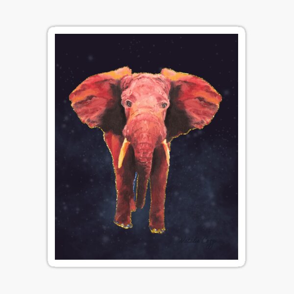 Elephant Night, Smokey Stars, Sparkles, Fantasy, Oil Painting, Digital Art Sticker