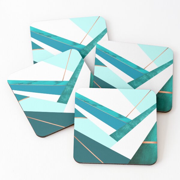Item preview, Teal Lines and Layers Geometric Desk Mat designed and sold by T-shirt-Designs.