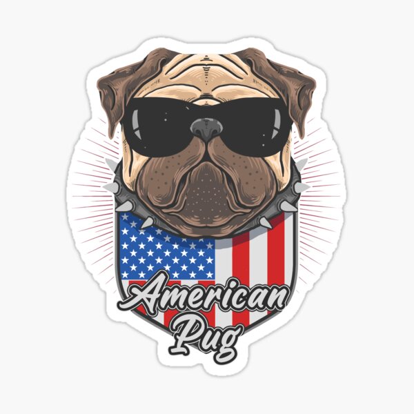 Vista previa del artículo con la obra «Pug americano», diseñado y vendido por wazoosi.
