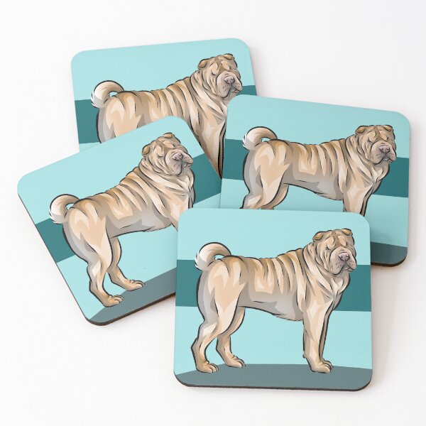 Item preview, Adorable Fawn Sharpei | Blue Background | Cute Dog Art designed and sold by shirinsart.