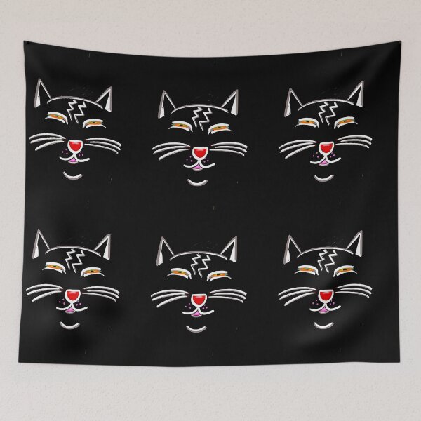 Item preview, Black cat face mask laughing black cat designed and sold by Artonmytee.