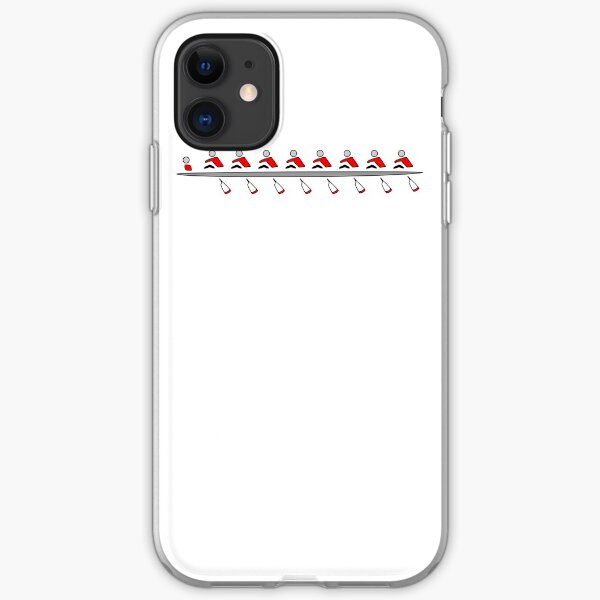 Rowing - an 8+, red & black, light background iPhone Soft Case