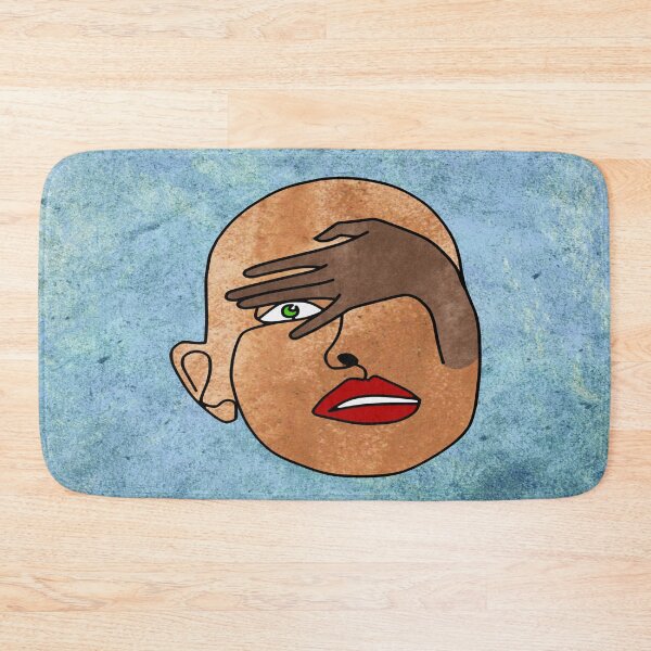 Item preview, Dark abstract peekaboo face on a turquoise background. decorating, interiors designed and sold by jayne0524.