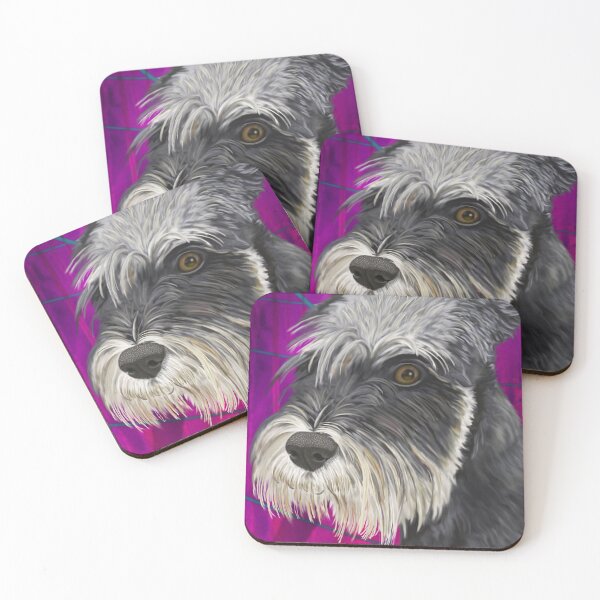 Item preview, Black and White Schnauzer Purple Pillow designed and sold by ibadishi.