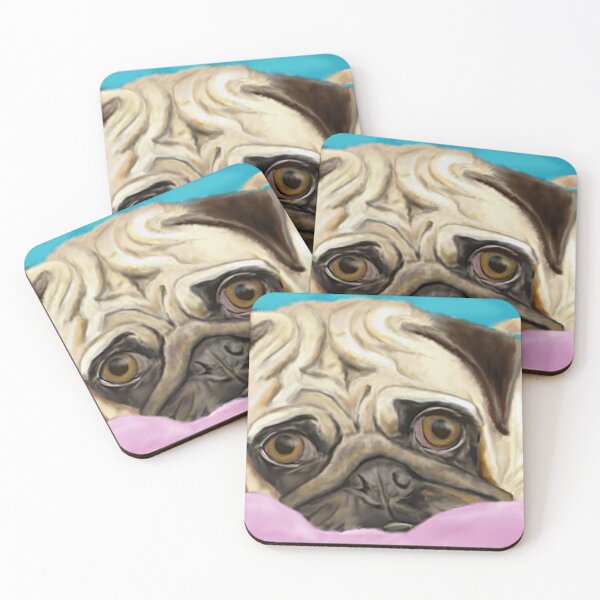 Item preview, Digitally Painted Pug with Sad Eyes Lying on Rug designed and sold by ibadishi.
