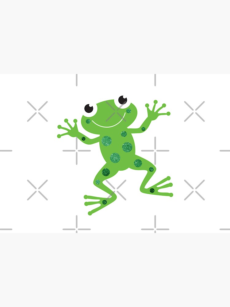 Cute Sparkly Dancing Green Frog by VicEllisArt