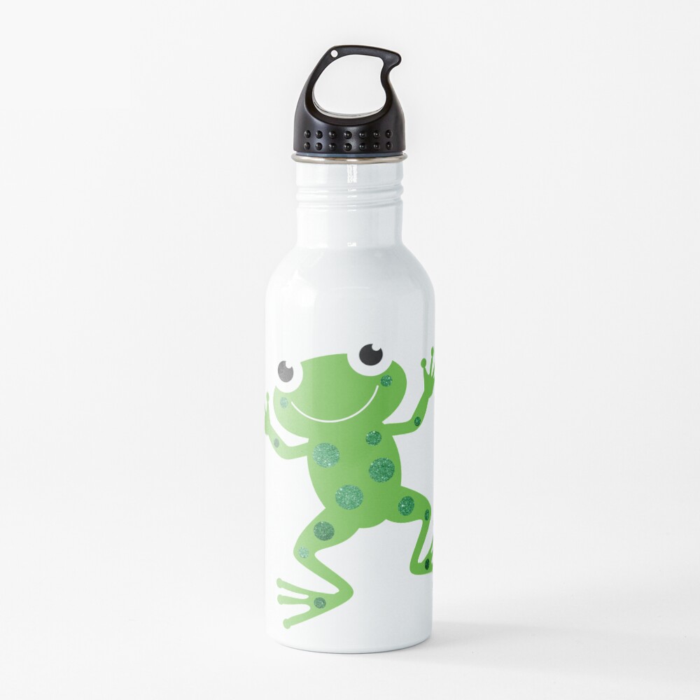 Cute Sparkly Dancing Green Frog Water Bottle