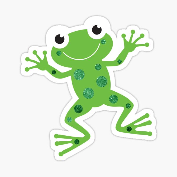 Cute Sparkly Dancing Green Frog Sticker
