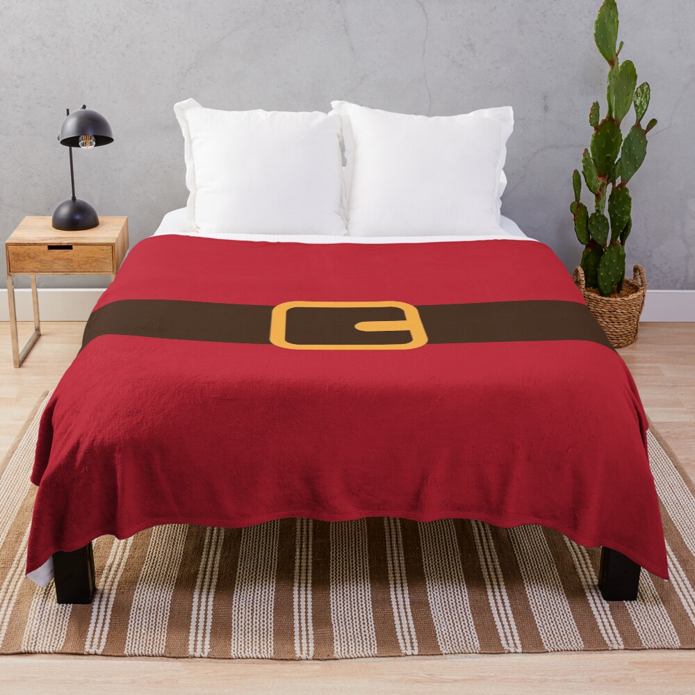 Red Brown Christmas Santa Belt Throw Blanket