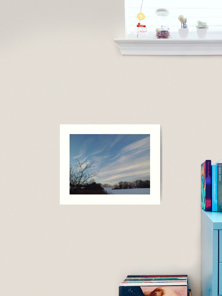 Thumbnail 1 of 3, Art Print, Winter - Evening Sky, Great Meadow designed and sold by JimLeggeArt.