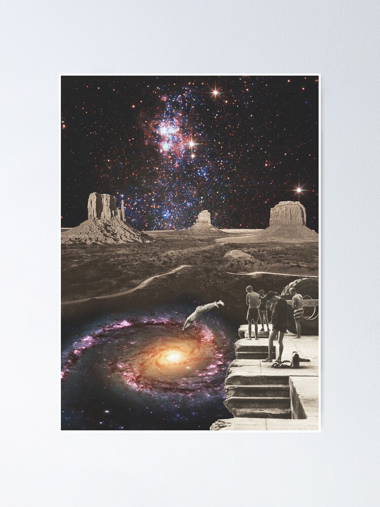 Poster for Sale avec l'œuvre « Collage rétro vintage de l'espace