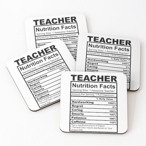 Item preview, Teacher Nutrition Facts designed and sold by HowWonderful.