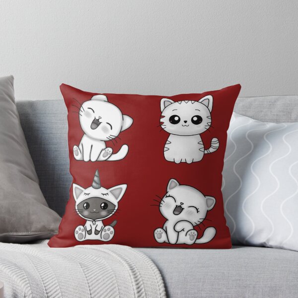 Aperçu de l'œuvre Chats Kawaii (fond rouge) créée et vendue par BbCherryT.