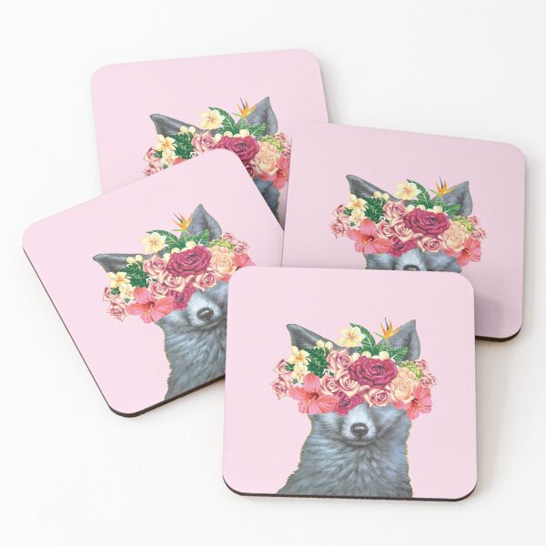 Item preview, fox with tropical flowers  designed and sold by Lexthellamasart.
