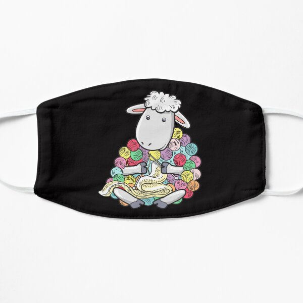 Knitting Sheep Yarn Sheepherders Farmer Wool Flat Mask